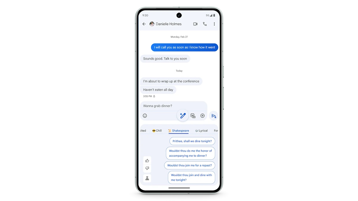 Magic Compose en Google Messages en la serie Pixel 8