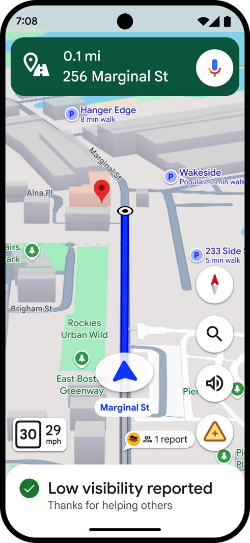 Google Maps resaltará tu llegada y te informará sobre las opciones de estacionamiento.