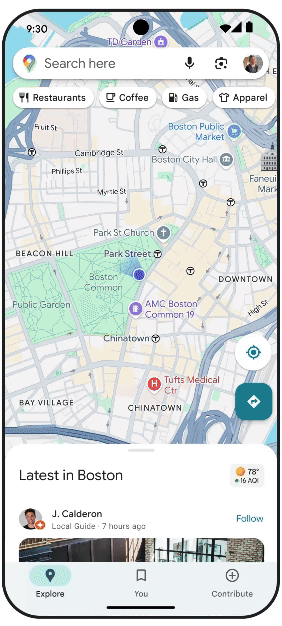 Sugerencias generadas por Gemini en Google Maps