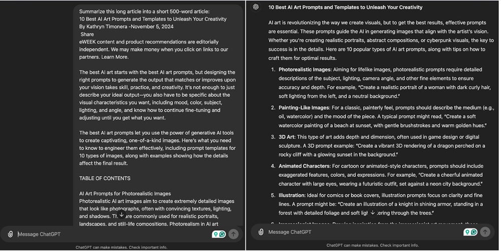 ChatGPT long text summarization.