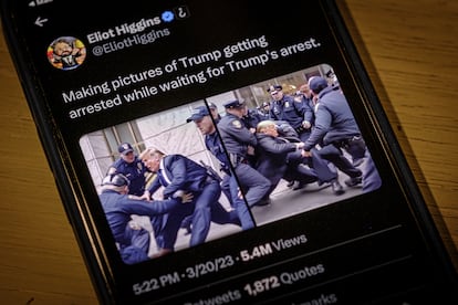 La inteligencia artificial muestra una escaramuza ficticia con Donald Trump y agentes de policía de la ciudad de Nueva York