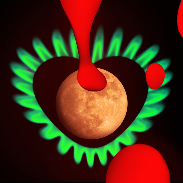 Guía de compatibilidad de Astro La sangre gotea sobre un planeta en un corazón ardiente.