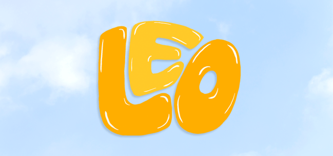 The word "leo" on a clouded background