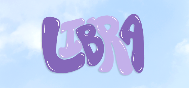 The word "libra" over a clouded background