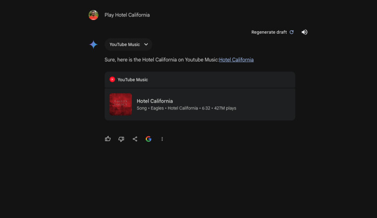 Extensión de música de YouTube de Google Gemini