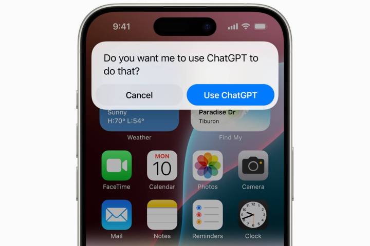 Un iPhone que solicita al usuario la aprobación de ChatGPT.