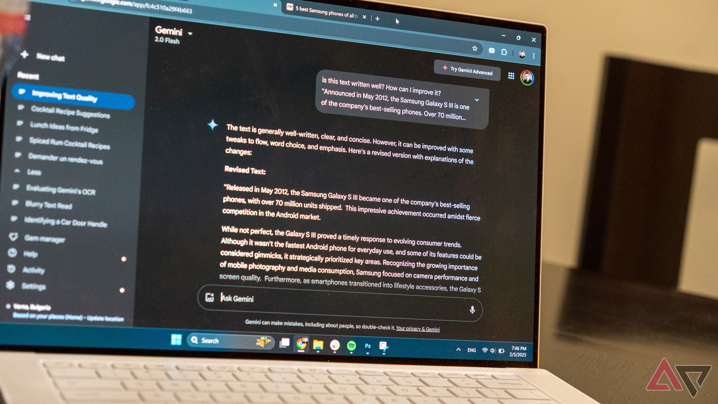 Google Gemini abrió en un navegador web en una computadora portátil