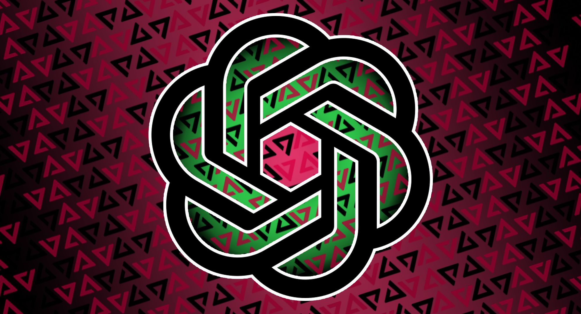 OpenAI logo over a field of AP logos