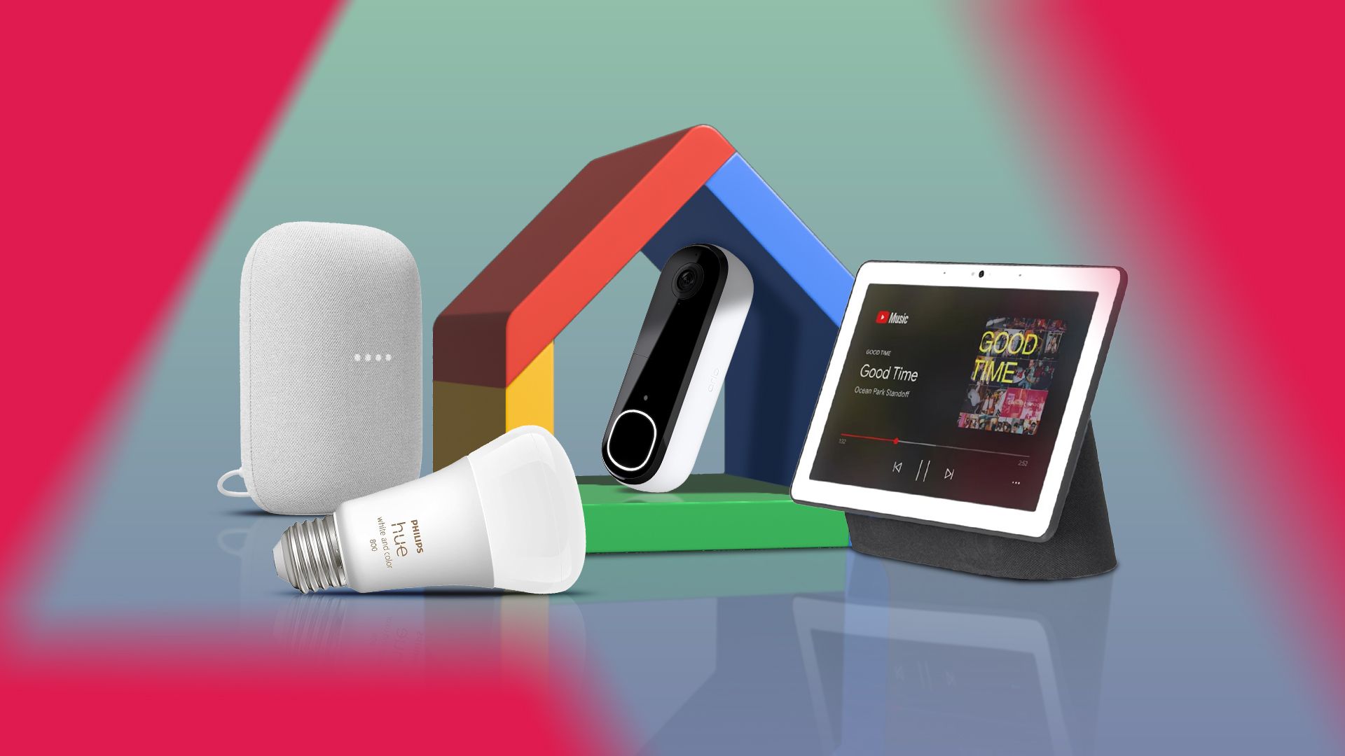 Google Home Icon con algunos gadgets a su alrededor.
