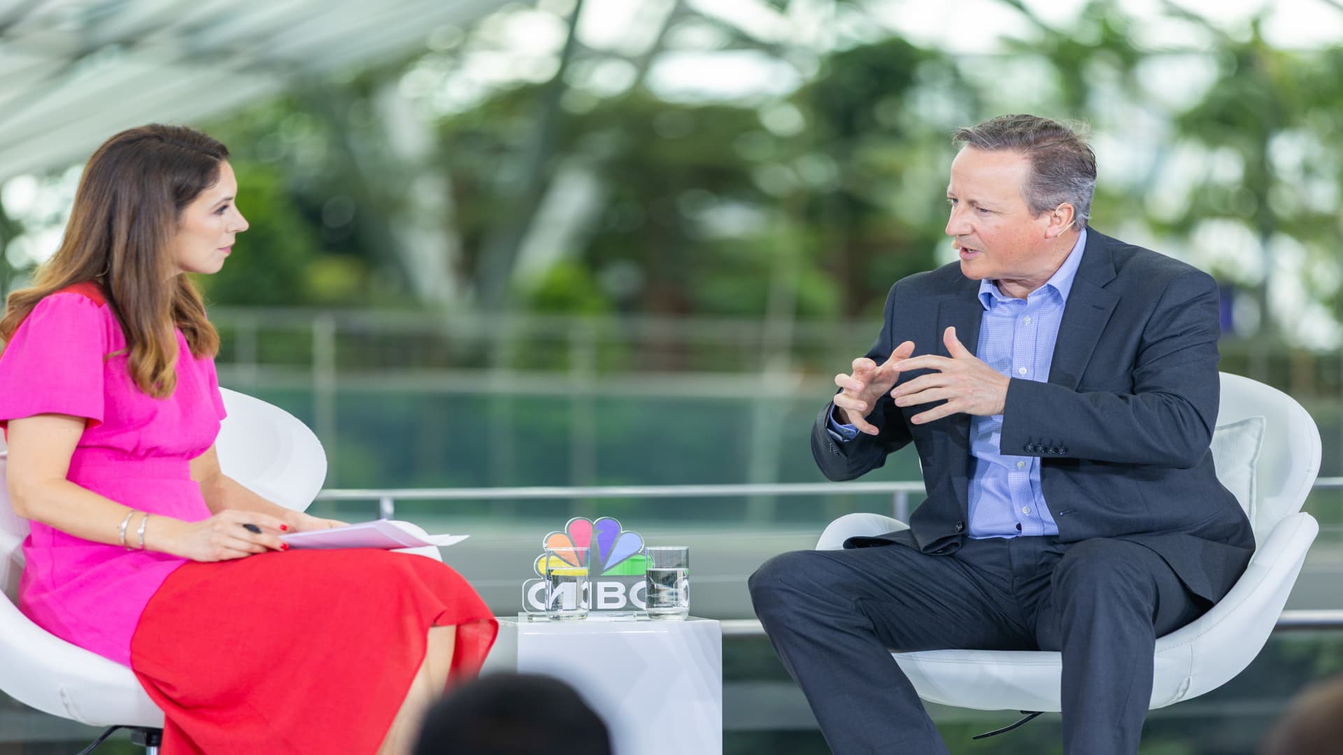 David Cameron, ex primer ministro del Reino Unido, hablando en Converge Live de CNBC.