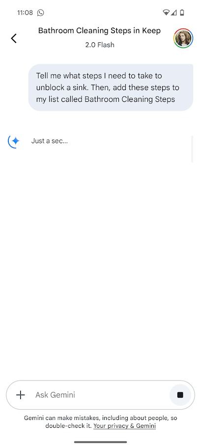 Respuesta de procesamiento de Géminis android