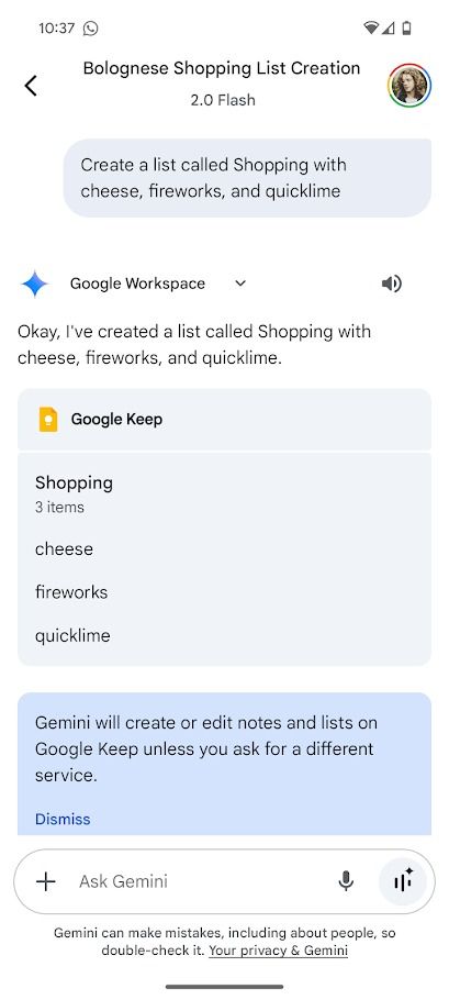 Creación de la lista de Géminis