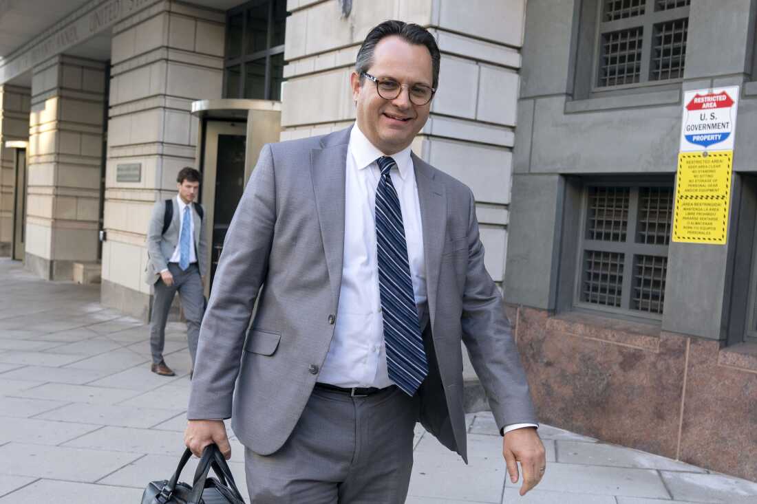 Department of Justice lawyer David Dahlquist leaves the Washington, D.C. federal courthouse on Sept. 20, 2023 during the original trial phase of the antitrust case against Google.