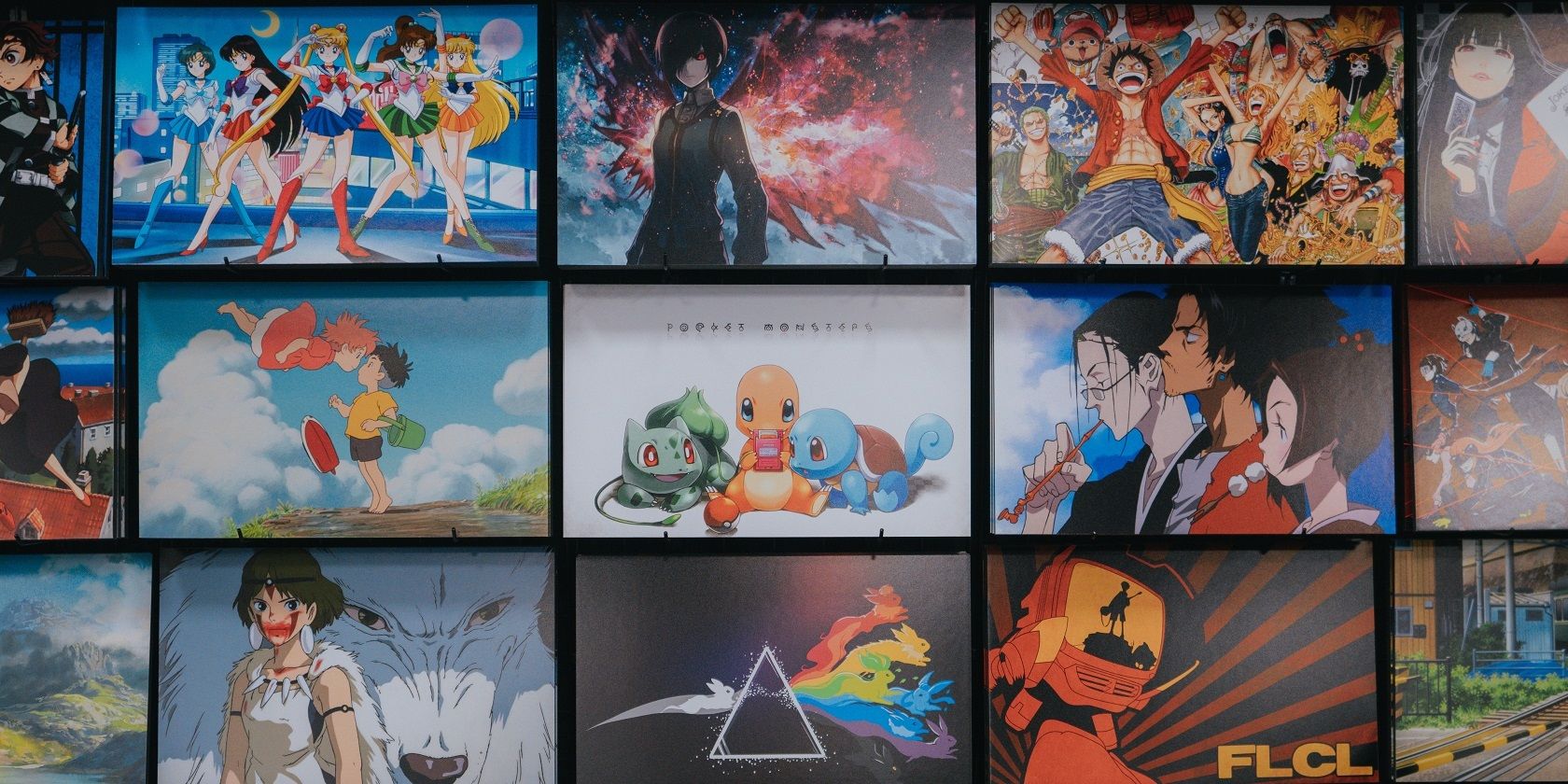 Diferentes series de anime y películas que se muestran en marcos
