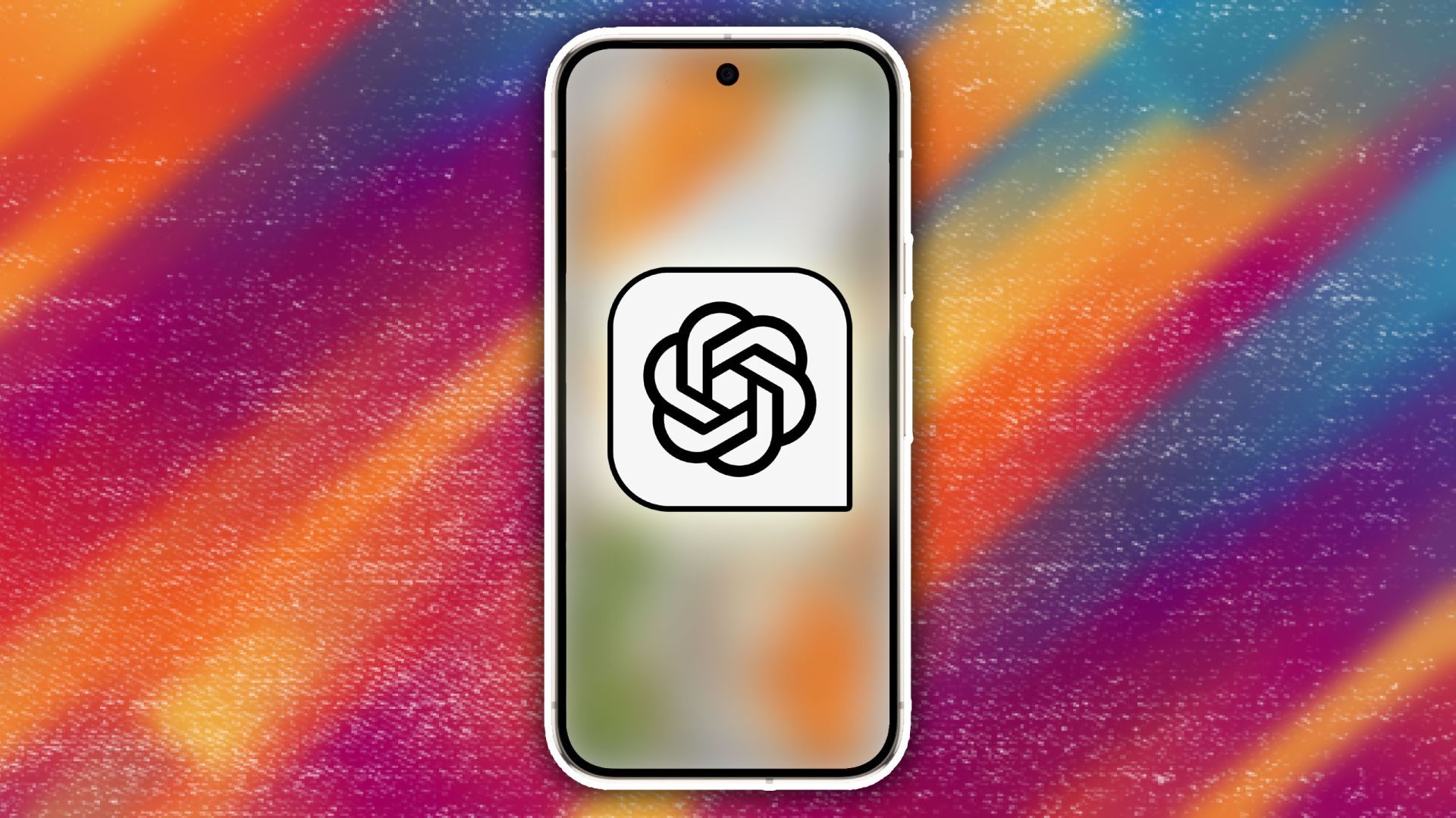 El logotipo de ChatGPT en un teléfono móvil en un telón de fondo estilizado
